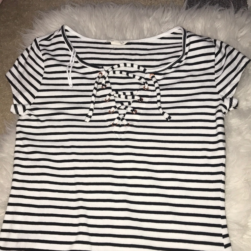 black and white striped dress